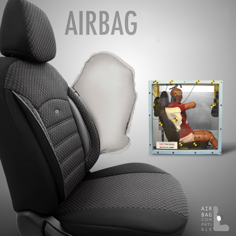 Housses de siège de voiture sport noir airbag