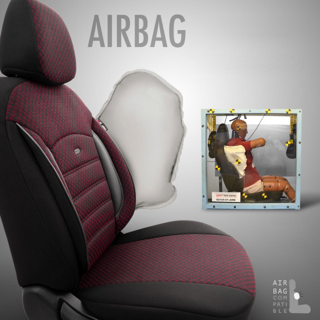 Housses de siège de voiture sport rouge airbag